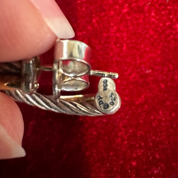 Authentic David Yurman Cable Hoop Earrings - Sterling Silver & 14k Gold - Picture 3 of 3